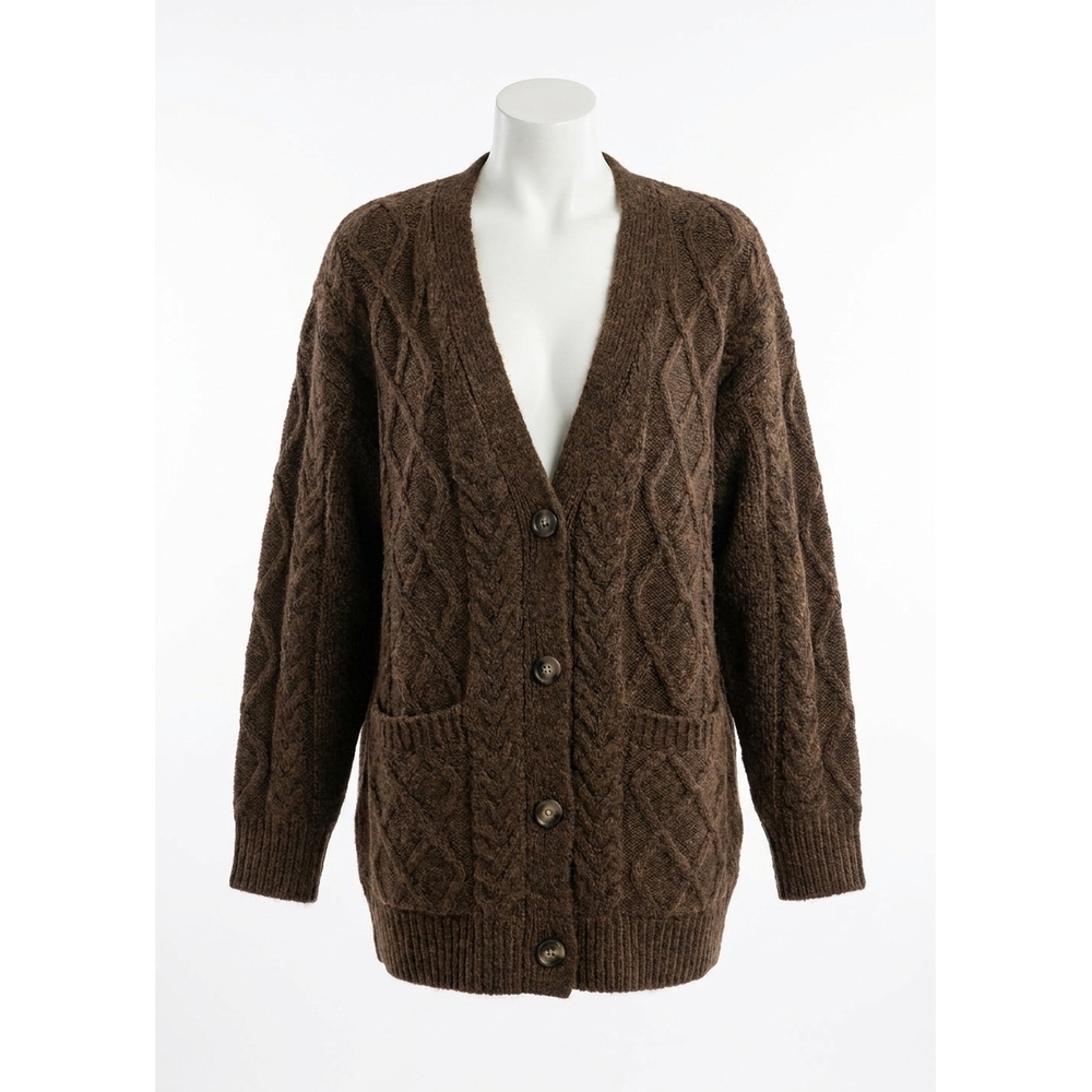 NEW ASTR charli button down sweater in chocolate brown